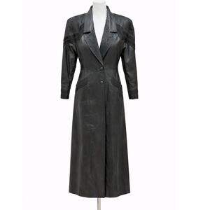 Vintage 80s Winlit Leather Black Trench Coat Western Paisley Genuine Women Small